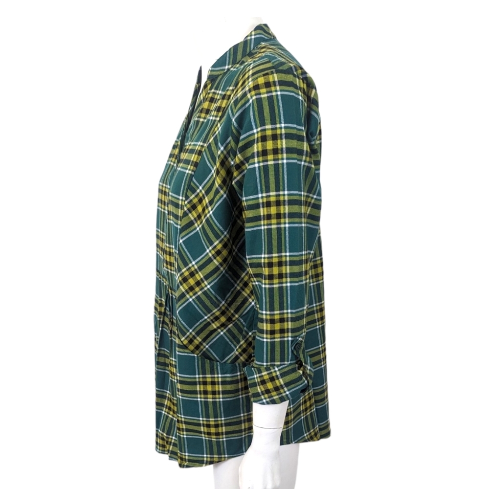 Joan Rivers Long Sleeve Plaid Popover Top Bouse NWOT Womens 8 Medium Green Bay - Picture 6 of 10
